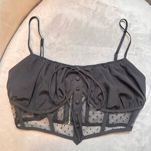 Elegant Black Mesh Crop Top